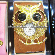 2013 New Arrival Owl Design couro genuíno exagerado Digital pulseira relógios para o presente WW54